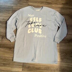 Grayson Social Sleepwear Self Love Club Graphic Sweatshirt Light Blue Medium